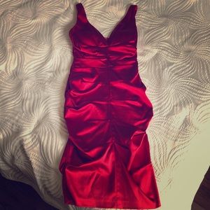 Red evening cocktail dress